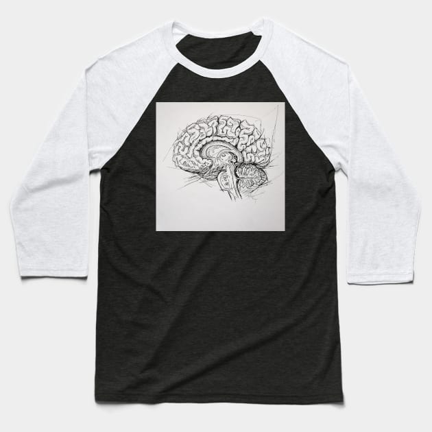 Brain Baseball T-Shirt by KissArt